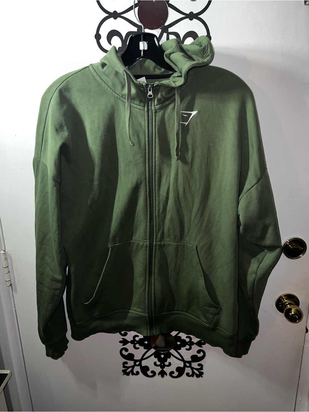 Gymshark Olive Green Full-Zip Hooded Sweater